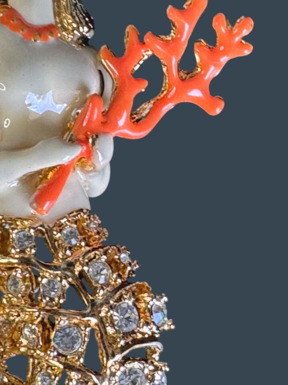 Rare Hutton Wilkinson Signed Mermaid Brooch Swarovski Crystal Tony Duquette 1990 - Picture 10 of 12